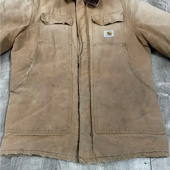 80's Vintage Carhartt Arctic ChoreJacket C0186 Quilt Lined Distressed Medium